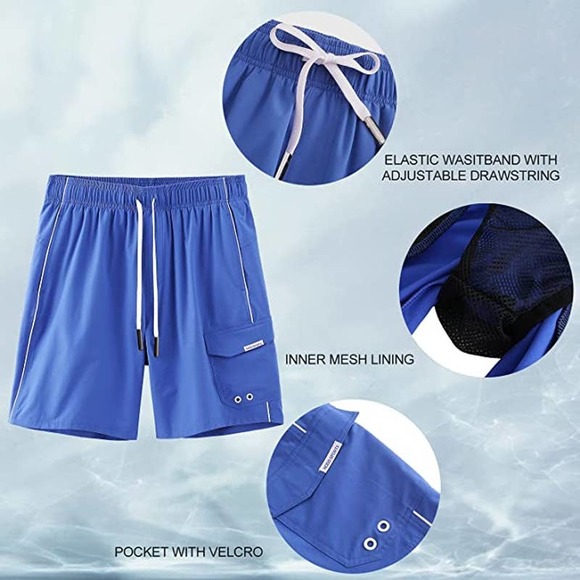 Hodo Men's Blue Swim Trunks 5XL NWT - Picture 4 of 6